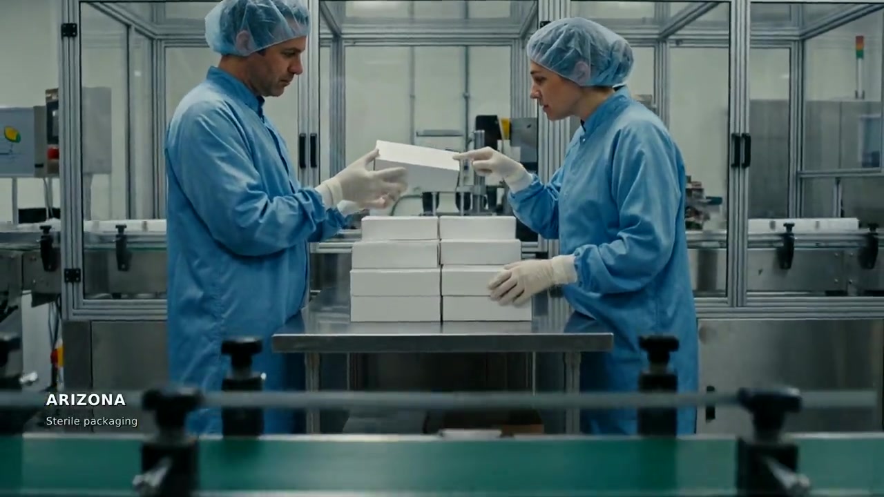 Sterile packaging scene in Arizona from the Asteria company film